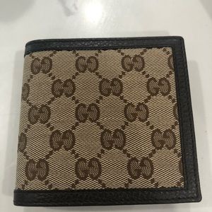 New Gucci Man Wallet Brown Beige Logo